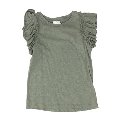 Green Solid Short Sleeve Blouse