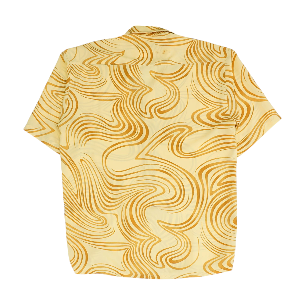 Beige Abstract Short Sleeve Button Down