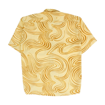 Beige Abstract Short Sleeve Button Down