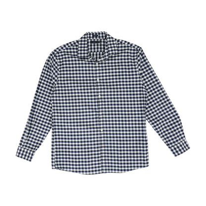 Navy Check Long Sleeve Button Down