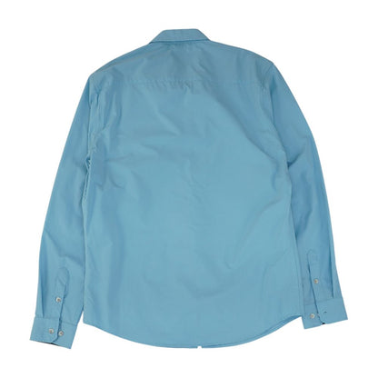 Blue Solid Long Sleeve Button Down