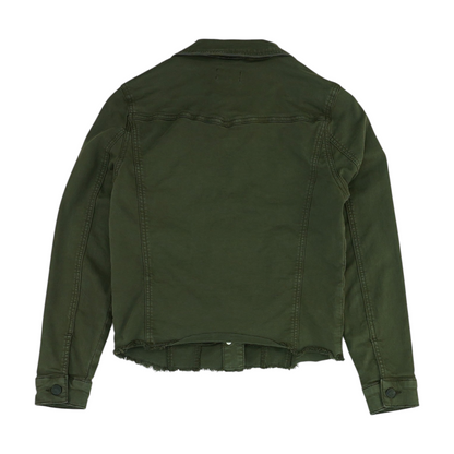 Green Solid Denim Jacket