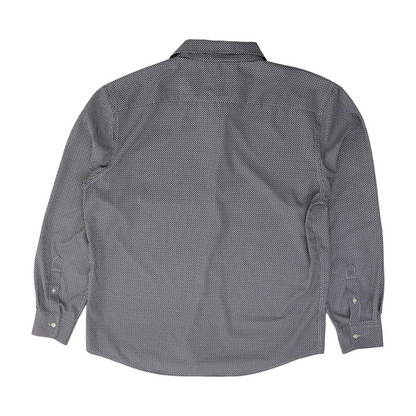 White Abstract Long Sleeve Button Down