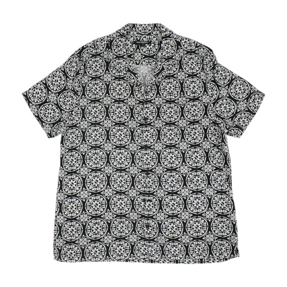 Black Graphic Short Sleeve Button Down