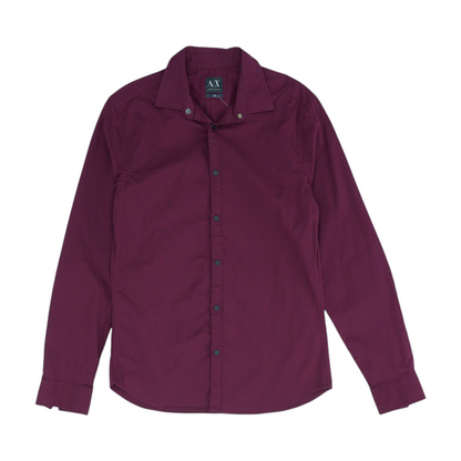 Maroon Striped Long Sleeve Button Down