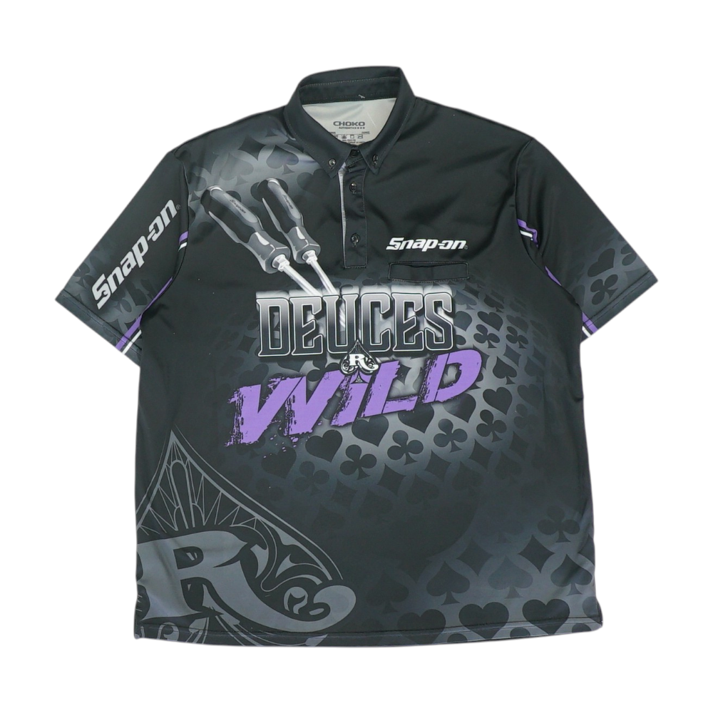 Black Graphic Short Sleeve Polo
