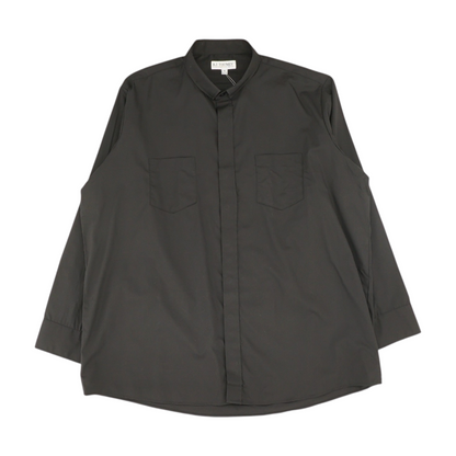 Black Solid Long Sleeve Button Down