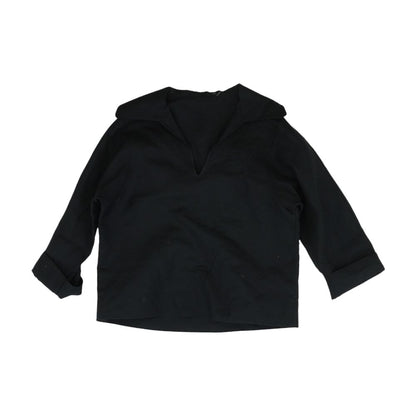 Black Solid 3/4 Sleeve Blouse