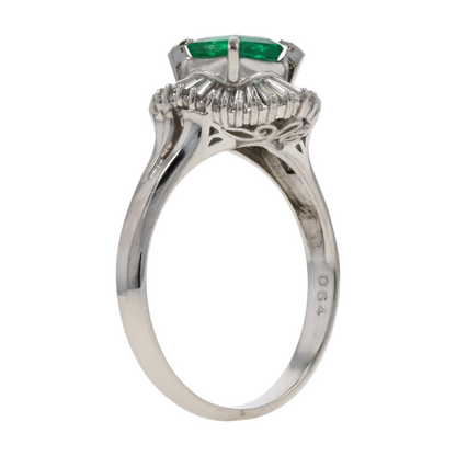 1 1/3 ctw  Platinum Emerald Statement Ring