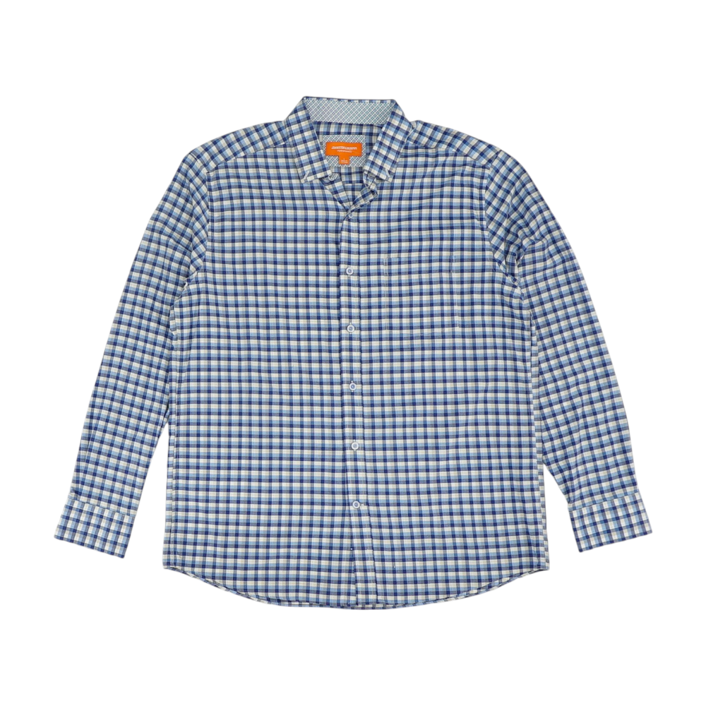 Blue Plaid Long Sleeve Button Down