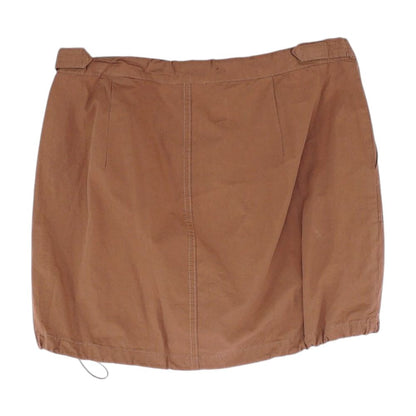 Brown Solid Mini Skirt
