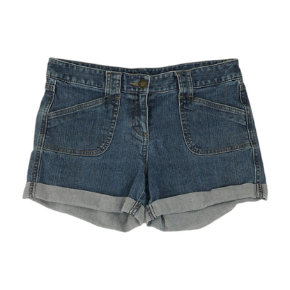 Blue Solid Denim Shorts