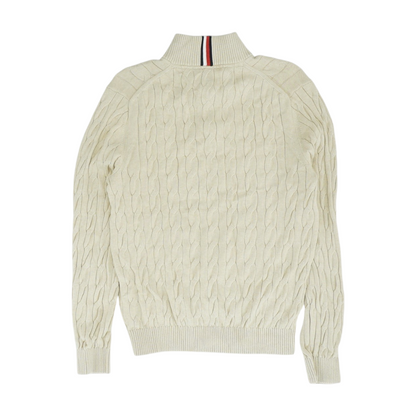 Beige Solid 1/4 Zip Sweater