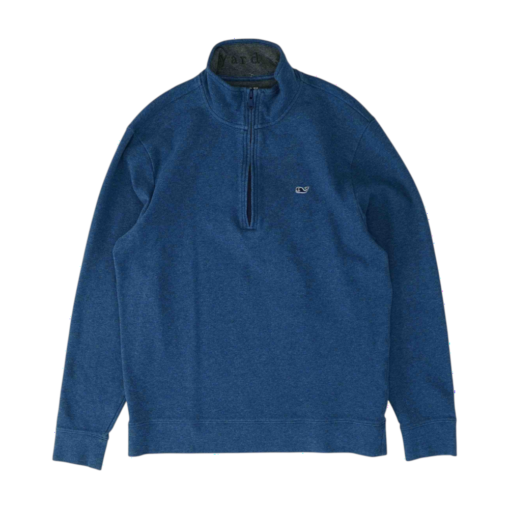 Blue Solid 1/4 Zip Pullover