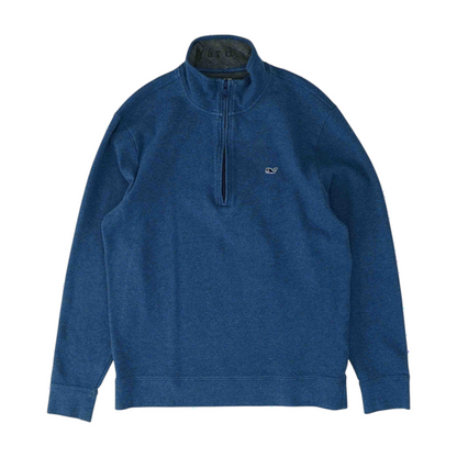 Blue Solid 1/4 Zip Pullover