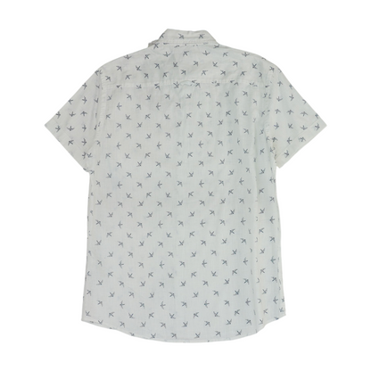 Ivory Print Short Sleeve Button Down