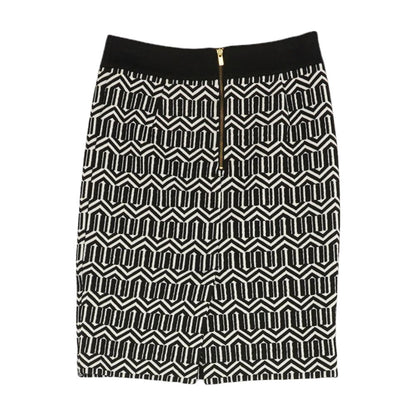 Black Geometric Midi Skirt