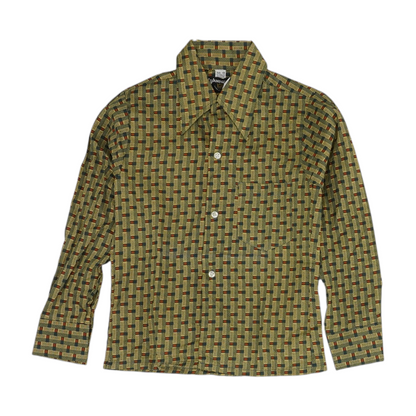 Vintage Green Abstract Long Sleeve Button Down