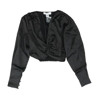 Black Solid Cropped Knit Top