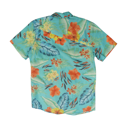 Blue Tropical Short Sleeve Button Down