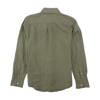 Green Solid Long Sleeve Button Down