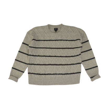 Beige Striped Pullover Sweater