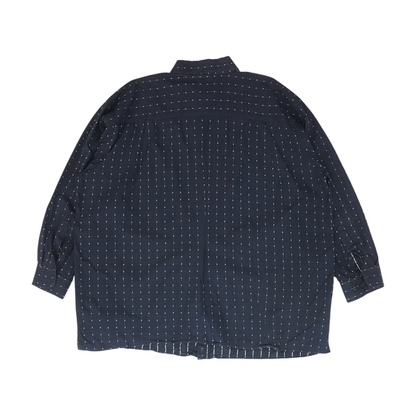 Navy Big & Tall Geometric Long Sleeve Button Down