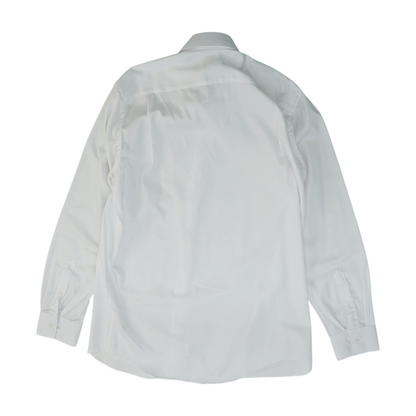 White Solid Long Sleeve Button Down