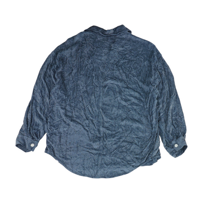 Blue Solid Flannel Button Down