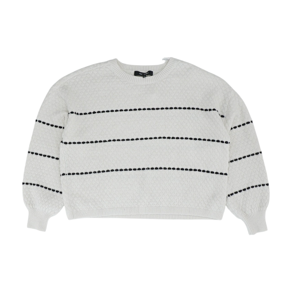 Chloe + Jasmine White Striped Pullover Sweater – Image 1