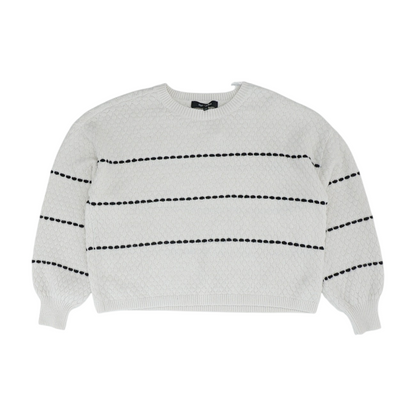 Chloe + Jasmine White Striped Pullover Sweater – Image 1
