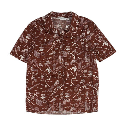 Maroon Graphic Button Down