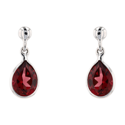 1 1/2 ctw 10K White Gold Garnet Drop Earrings