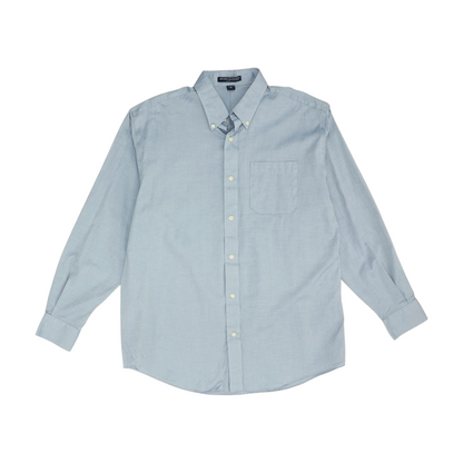 Blue Solid Long Sleeve Button Down