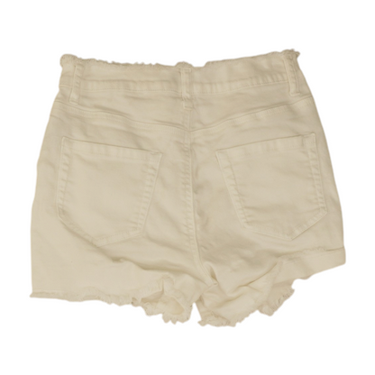 White Solid Denim Shorts