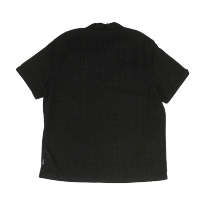 Black Solid Short Sleeve Button Down