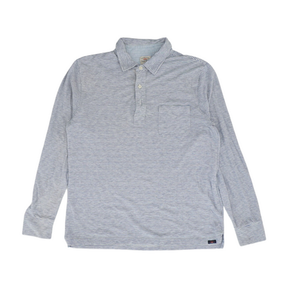 Blue Striped Long Sleeve Polo