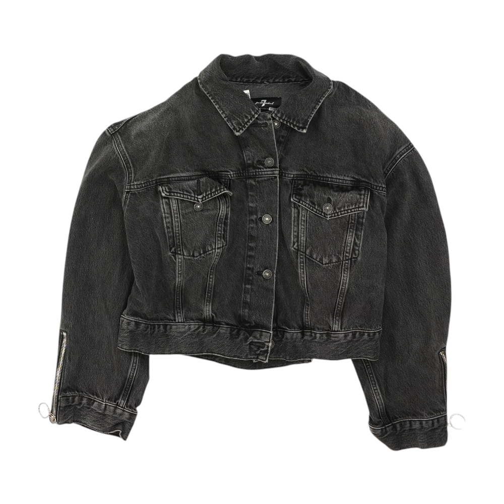 Black Solid Denim Jacket