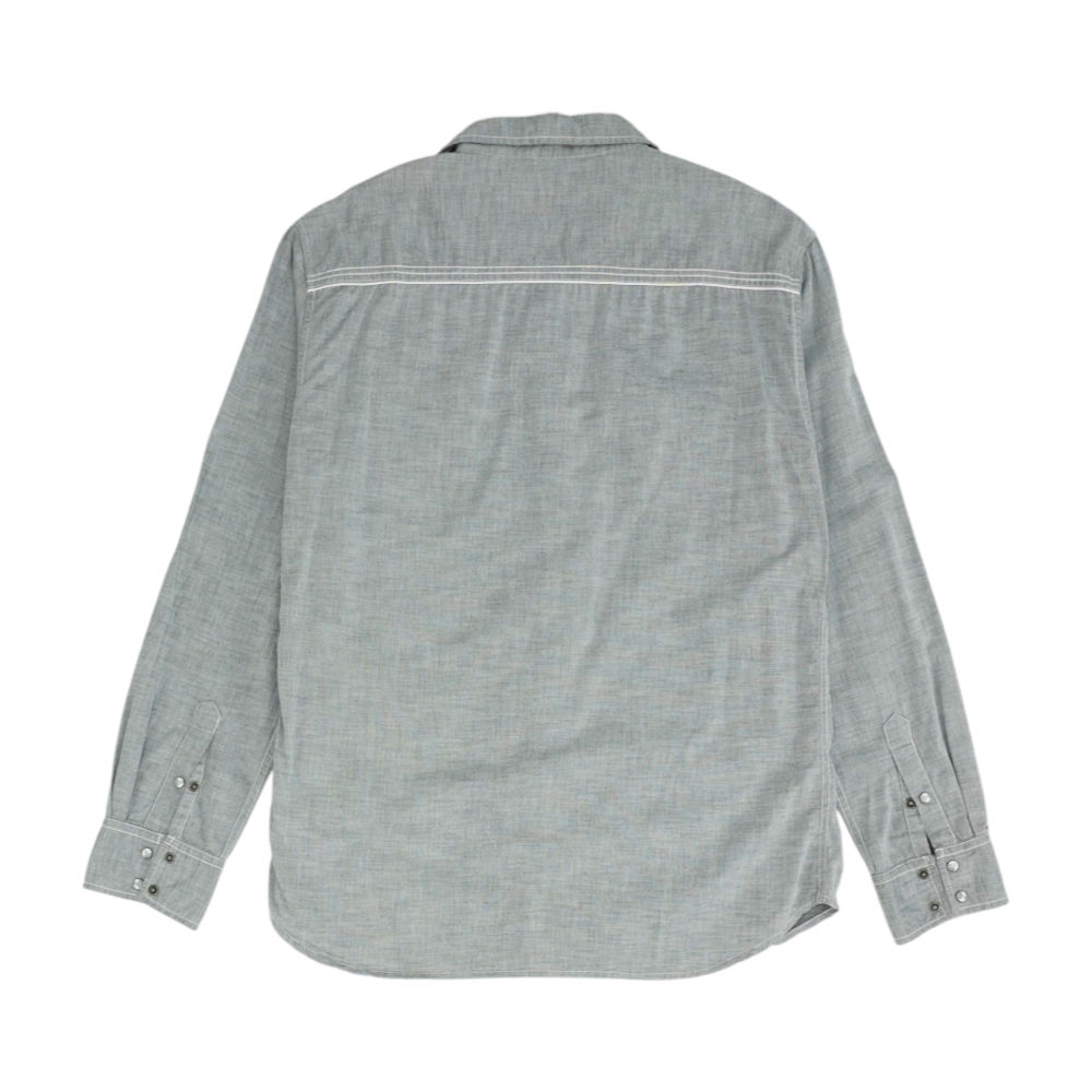 Gray Solid Long Sleeve Button Down