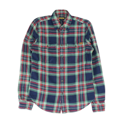 Navy Plaid Flannel Button Down