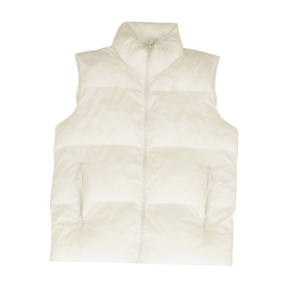 White Solid Puffer Vest