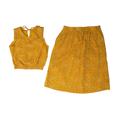 Yellow Petite Floral Skirt Set