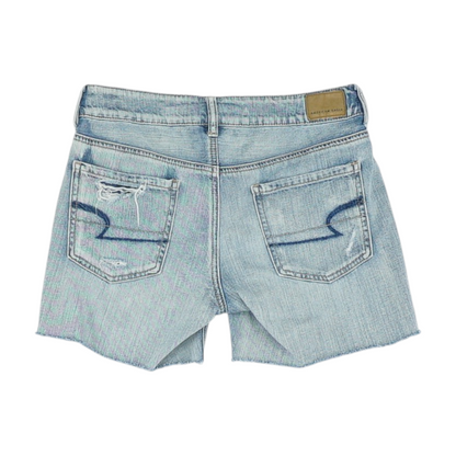 Blue Solid Denim Shorts