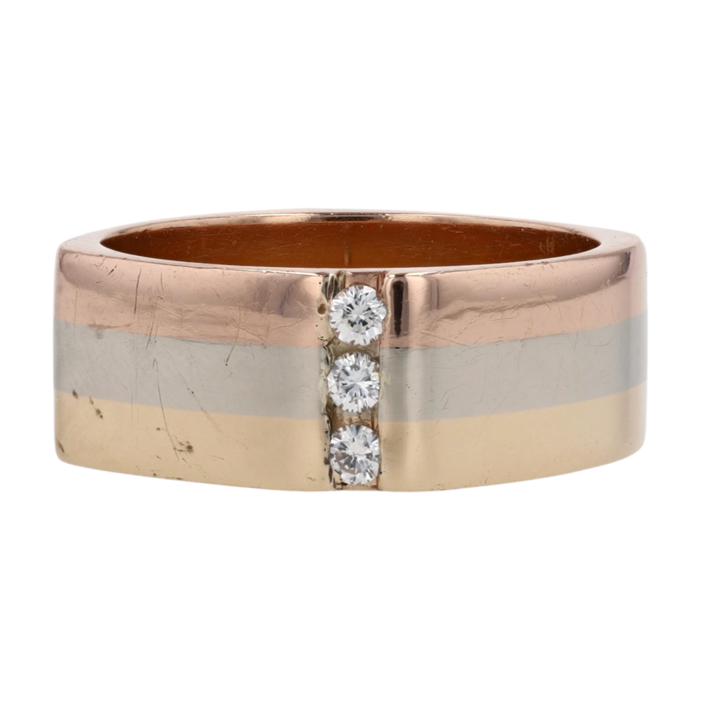 1/6 ctw 14K Tri-Tone Gold Diamond Band