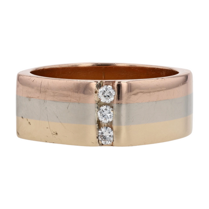 1/6 ctw 14K Tri-Tone Gold Diamond Band