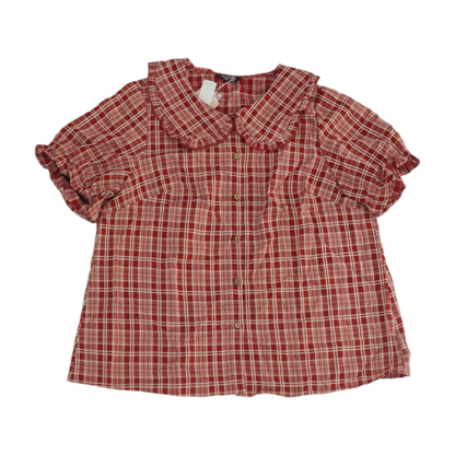 Red Plus Size Plaid Button Down