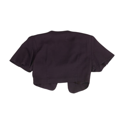 Vintage Purple Solid Short Sleeve Cropped Cardigan Sweater
