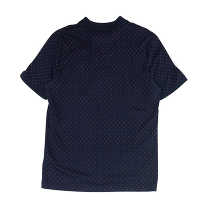 Navy Print Short Sleeve Polo