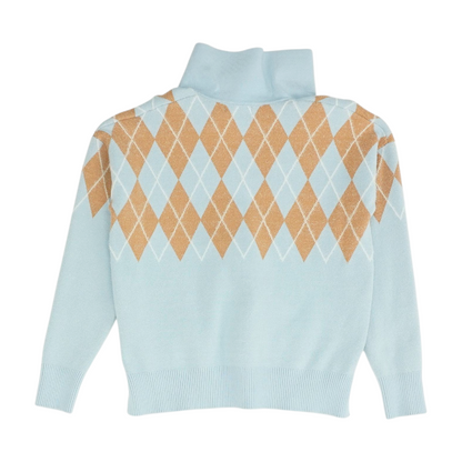 Blue Argyle Cardigan Sweater