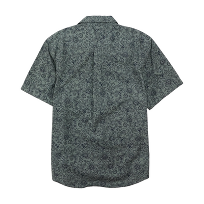 Green Floral Short Sleeve Button Down